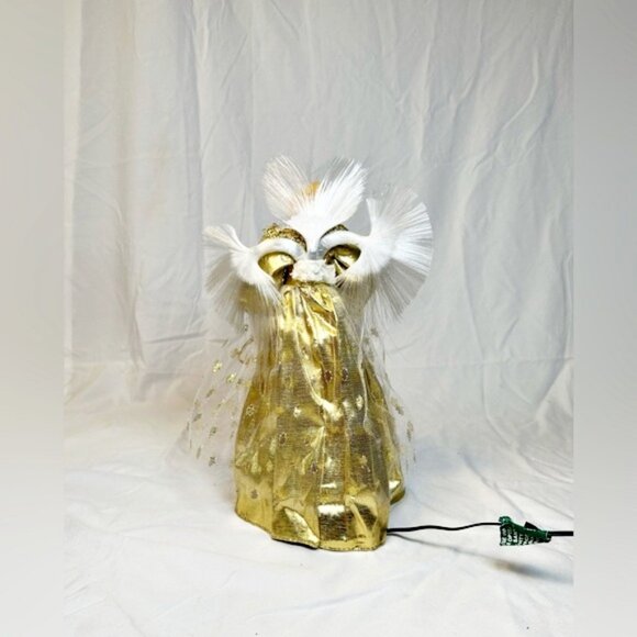 Vintage Yule Rite 12” Gold Fiber Optic Angel Christmas Table Top Tree Topper - Picture 5 of 8